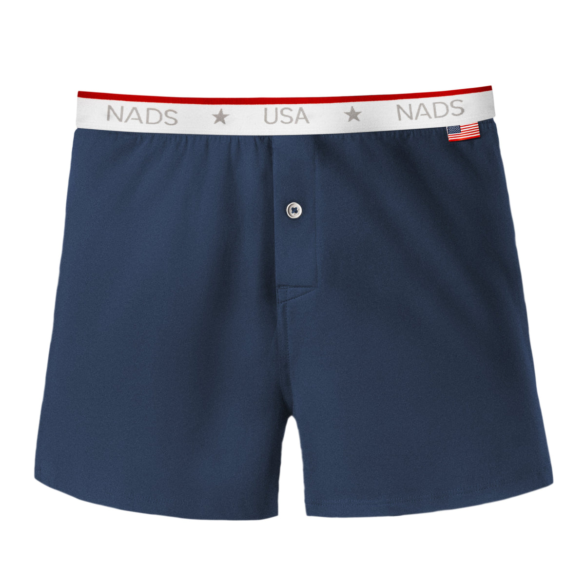 Single pair of Organic Cotton Boxers in Blue with a USA waistband